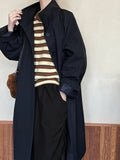 DERMEARNE Fashion Trench Coat European Style Stand Up Collar Single Breasted Loose Long Casual Jacket Women 2024 Spring Autumn 3C1165
