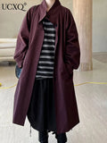 DERMEARNE Fashion Trench Coat European Style Stand Up Collar Single Breasted Loose Long Casual Jacket Women 2024 Spring Autumn 3C1165