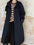 DERMEARNE Fashion Trench Coat European Style Stand Up Collar Single Breasted Loose Long Casual Jacket Women 2024 Spring Autumn 3C1165