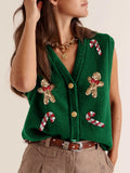 DERMEARNE Ugly Christmas Vests for Women Sequin Nutcracker Santa Sweaters Shirt Holiday Sparkly Graphic Crewneck Pullover Top Black