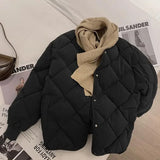 DERMEARNE Vintage Cropped Quilted Jacket Women Old Money Fashion Winter Warm Lightweight Padded Jackets Chic Elegant Korean Style