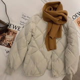 DERMEARNE Vintage Cropped Quilted Jacket Women Old Money Fashion Winter Warm Lightweight Padded Jackets Chic Elegant Korean Style