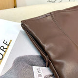 DERMEARNE Vintage Faux PU Leather Hobble Skirts Women Sexy Bodycon Midi Skirts Hem Split Ladies Mermaid Skirt Party Clothes New Custom