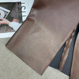 DERMEARNE Vintage Faux PU Leather Hobble Skirts Women Sexy Bodycon Midi Skirts Hem Split Ladies Mermaid Skirt Party Clothes New Custom