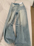 DERMEARNE WCFCX STUDIO Women Jeans American Retro Street Style Jeans High Waist Jeans Loose Wide-Leg Pants Fashion Chic Design Jeans