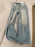 DERMEARNE WCFCX STUDIO Women Jeans American Retro Street Style Jeans High Waist Jeans Loose Wide-Leg Pants Fashion Chic Design Jeans