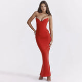 Dermearne WeiYao Black Sexy V-neck Fit Bodycon Wrap Hip Maxi Dress Summer Backless Slim Long Dress Evening Party Dresses For Women 2024