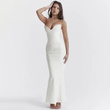 Dermearne WeiYao Black Sexy V-neck Fit Bodycon Wrap Hip Maxi Dress Summer Backless Slim Long Dress Evening Party Dresses For Women 2024