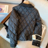 DERMEARNE Winter Fashion Black Short Parkas for Women Lightweight and Retro-Style Quilted Cotton Jacket with French Vintage Charm 2024 New