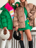 DERMEARNE Winter Jackets for Women 2024 Thick Warm Loose Fashion Quilted Jacket Female Interchange High Street Green Baggy Puffer Coat