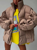 DERMEARNE Winter Jackets for Women 2024 Thick Warm Loose Fashion Quilted Jacket Female Interchange High Street Green Baggy Puffer Coat