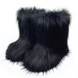 DERMEARNE Winter Shoe Women's Winter Fluffy Faux Fox Fur Boots Woman Plush Warm Snow Boots Luxury Footwear Girls' Furry Fur Bottes