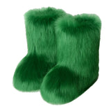 DERMEARNE Winter Shoe Women's Winter Fluffy Faux Fox Fur Boots Woman Plush Warm Snow Boots Luxury Footwear Girls' Furry Fur Bottes