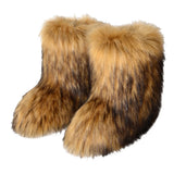 DERMEARNE Winter Shoe Women's Winter Fluffy Faux Fox Fur Boots Woman Plush Warm Snow Boots Luxury Footwear Girls' Furry Fur Bottes