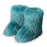 DERMEARNE Winter Shoe Women's Winter Fluffy Faux Fox Fur Boots Woman Plush Warm Snow Boots Luxury Footwear Girls' Furry Fur Bottes