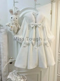 DERMEARNE Winter Sweet Fashion Solid Long Style Overcoat Women Design Kawaii Bow Long Sleeve Coat Female High Street Lolita Warm Overcoat