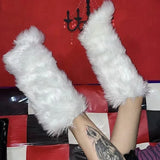 DERMEARNE Winter Women Snow Boots Faux Fur Long Boots Warm Plush Platform Knee-high Boot Outdoor Furry Cute Over-the-knee Boots Girls Y2K