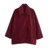 DERMEARNE Woman Simple Solid Color Full Sleeve Short Jacket Elegant Lapel Single Breasted Lady Coat 2025 New Fall Daily Casual Outerwear