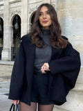 DERMEARNE Woman Simple Solid Color Full Sleeve Short Jacket Elegant Lapel Single Breasted Lady Coat 2025 New Fall Daily Casual Outerwear