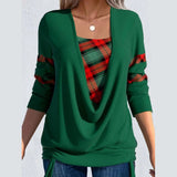 DERMEARNE Women Autumn Winter Casual Long Sleeve V-Neck Knitted Draw String T-shirt For Festival Christmas Plus Size 2 Piece Clothing Tops