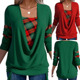 DERMEARNE Women Autumn Winter Casual Long Sleeve V-Neck Knitted Draw String T-shirt For Festival Christmas Plus Size 2 Piece Clothing Tops