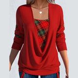 DERMEARNE Women Autumn Winter Casual Long Sleeve V-Neck Knitted Draw String T-shirt For Festival Christmas Plus Size 2 Piece Clothing Tops