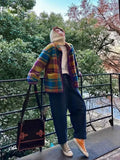 DERMEARNE Women Coat Polar Fleece Plaid Autumn Winter Fashion Thick Vintage Casual Women Jacket Euro-America Style