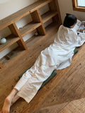 DERMEARNE Women Pajamas Set Sleepwear Female Casual Single-Breasted Long Lantern Sleeves Pants Trouser Floral Print Home Suit Plus Size