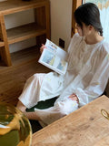 DERMEARNE Women Pajamas Set Sleepwear Female Casual Single-Breasted Long Lantern Sleeves Pants Trouser Floral Print Home Suit Plus Size