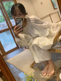 DERMEARNE Women Pajamas Set Sleepwear Female Casual Single-Breasted Long Lantern Sleeves Pants Trouser Floral Print Home Suit Plus Size