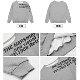 DERMEARNE Women Retro Cotton Irregular Off Shoulder Sweatshirt Letter Print High Street Medium Length Top American Style Oversized Hoodie