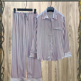 Dermearne Women Sleepwear Sexy White Fashionable Long Sleeved Pants and Pajamas Two-piece Wholesale Women's Home Clothing Pijama
