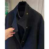 DERMEARNE Women Spring Autumn 2024 New Popular high-end Jacket Casual Windbreaker Standing Collar Short Jacket Hem Drawstring Trench Coat