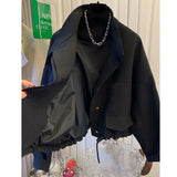 DERMEARNE Women Spring Autumn 2024 New Popular high-end Jacket Casual Windbreaker Standing Collar Short Jacket Hem Drawstring Trench Coat