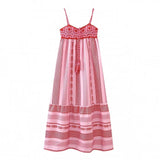 DERMEARNE Women Summer Sleeveless Flowy Dress Casual Geometric Print Crochet Tassels A-Line Party Dress