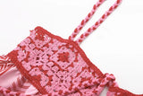 DERMEARNE Women Summer Sleeveless Flowy Dress Casual Geometric Print Crochet Tassels A-Line Party Dress