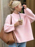 DERMEARNE Women Sweaters Knit Basic Pullover Long Sleeve Round Neck Solid  Spring Streetwear Knitwear Loose Elegant Jumper Female Tops