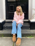 DERMEARNE Women Sweaters Knit Basic Pullover Long Sleeve Round Neck Solid  Spring Streetwear Knitwear Loose Elegant Jumper Female Tops
