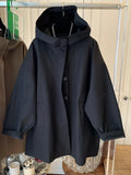 Dermearne Women Trench Coat 2024 Autumn New Long Sleeve Loose Hooded Windbreaker Mid Length Casual Tops Ladies Outwear