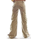 DERMEARNE Women's Cargo Pants 2025 Autumn New Fashion Pocket Design Low Waist Multi Loose Straight Workwear Pants Female Casual Clothing