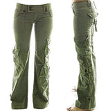 DERMEARNE Women's Cargo Pants 2025 Autumn New Fashion Pocket Design Low Waist Multi Loose Straight Workwear Pants Female Casual Clothing
