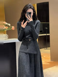 DERMEARNE Women's Crochet Dresses New In High Quality Luxury Autumn and Winter Female Knit Dress Loose On Sales Long Sleeve Korean Fashion
