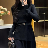 DERMEARNE Women's Crochet Dresses New In High Quality Luxury Autumn and Winter Female Knit Dress Loose On Sales Long Sleeve Korean Fashion