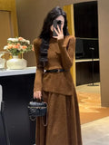 DERMEARNE Women's Crochet Dresses New In High Quality Luxury Autumn and Winter Female Knit Dress Loose On Sales Long Sleeve Korean Fashion
