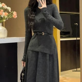 DERMEARNE Women's Crochet Dresses New In High Quality Luxury Autumn and Winter Female Knit Dress Loose On Sales Long Sleeve Korean Fashion