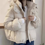 DERMEARNE Women's Winter Padded Jacket Coat 2024 New Cotton Hooded Solid Thick Parka Waterproof Puffy Korean Fashion Oversize Outdoor