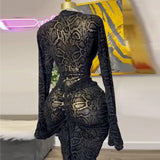 DERMEARNE Women's clothing 2025 spring new style temperament semi high collar lace long sleeved waisted hip one-step skirt long skirt