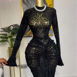 DERMEARNE Women's clothing 2025 spring new style temperament semi high collar lace long sleeved waisted hip one-step skirt long skirt