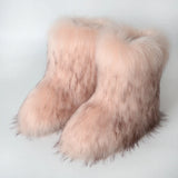 DERMEARNE Y2K Fluffy Mid-calf Boots Winter Women Fashion Snow Boots Warm Cotton Shoes