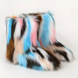 DERMEARNE Y2K Fluffy Mid-calf Boots Winter Women Fashion Snow Boots Warm Cotton Shoes